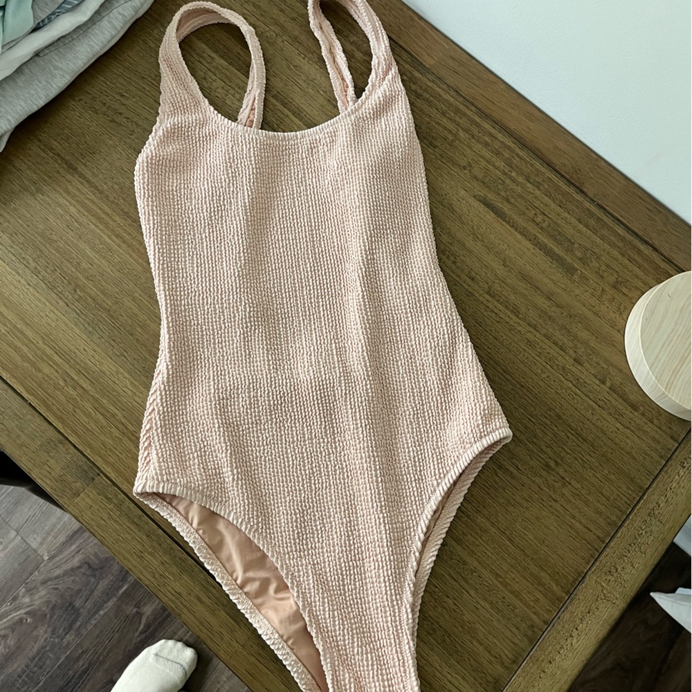 Madewell Textured Pink One Piece Swimsuit